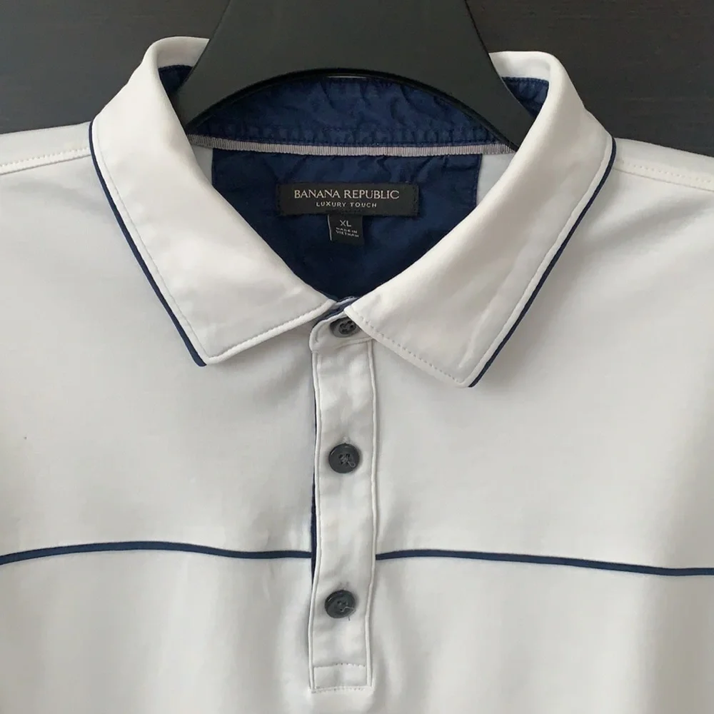 Men’s Banana Republic White/Navy Polo Shirt XL